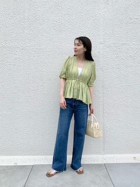 「ピスタチオ」｜「アイテム（キャミソール）」を使った、わたなべちひろさん（レディース・157cm）の春コーディネート