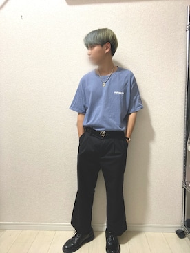「Dr. Martens（ドクターマーチン）のアイテム（モカシン/デッキシューズ）」を使った、やすさん（メンズ・158cm）の夏コーディネート