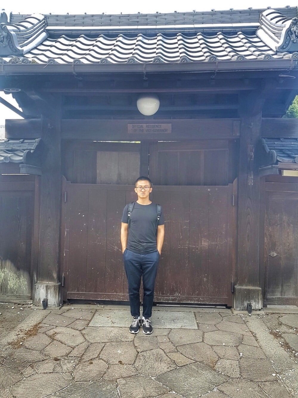 「Japan、Nara」｜「Bread & Boxersのアイテム（Tシャツ/カットソー、ブラック系）」を使った、EvanChenさん（メンズ・172cm）の夏コーディネートの1枚目の写真