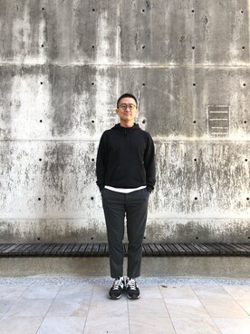 「Bread & Boxersのアイテム」を使った、EvanChenさん（メンズ・172cm）の冬コーディネート