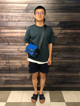 「plain-me（プレインミー）のアイテム（Tシャツ/カットソー）」を使った、EvanChenさん（メンズ・172cm）の夏コーディネート