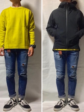 「リバーシブル」｜「アイテム（マウンテンパーカー）」を使った、KADOさん（メンズ・163cm）の秋コーディネート