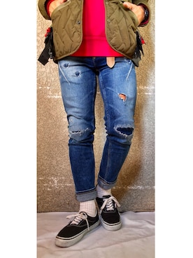 「UNIQLOU」｜「アイテム（ナイロンジャケット）」を使った、KADOさん（メンズ・163cm）の秋コーディネート