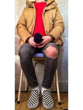 「ZARA MAN」｜「アイテム（スリッポン）」を使った、KADOさん（メンズ・163cm）の冬コーディネート