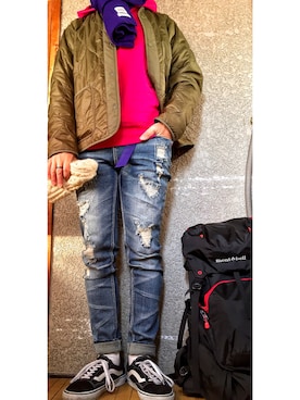 「CavariA（キャバリア）のアイテム（パンツ）」を使った、KADOさん（メンズ・163cm）の冬コーディネート