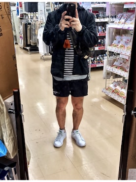 「バスクシャツ」｜「アイテム（ブルゾン）」を使った、KADOさん（メンズ・163cm）の春コーディネート