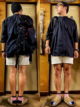 「アイテム（ニットキャップ/ビーニー、ブラウン系）」を使った、KADOさん（メンズ・159cm）の秋コーディネート