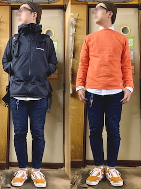 「アイテム（ニットキャップ/ビーニー、ブラウン系）」を使った、KADOさん（メンズ・159cm）の秋コーディネート