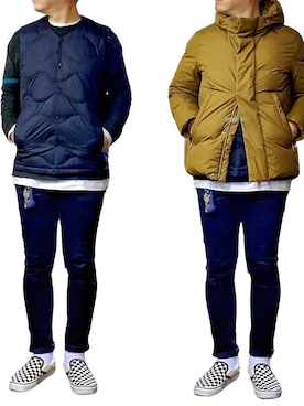 「アイテム（ダウンジャケット/コート）」を使った、KADOさん（メンズ・168cm）の冬コーディネート