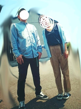 「ベージュ×ブルー」｜ちゃきちゃきおばさんさん（レディース・165cm）の春コーディネート