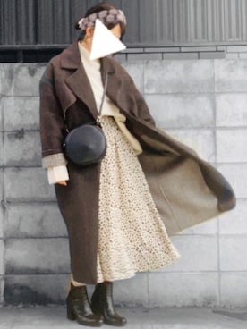 「ADAM ET ROPE'（アダムエロペ）のアイテム（トレンチコート）」を使った、みいちゃんさん（レディース・158cm）の冬コーディネート