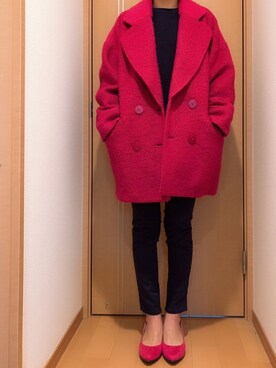 「Q（キュー）のアイテム（その他アウター）」を使った、黒毛ちゃんさん（レディース・155cm）の冬コーディネート
