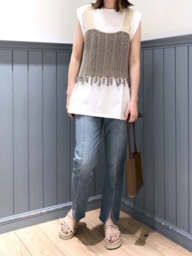 「LOWRYS FARM（ローリーズファーム）のフリンジビスチェ　947813（ベスト）」を使った、y_nさん（レディース・163cm）の春コーディネート