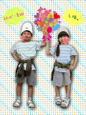 「アイテム（ラッピングキット、グリーン系）」を使った、kenta2011さん（キッズ・110cm）の春コーディネート