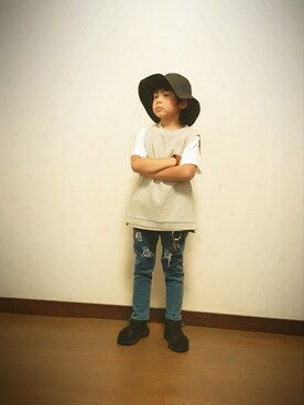 「アイテム（ラッピングキット、グリーン系）」を使った、kenta2011さん（キッズ・110cm）の夏コーディネート