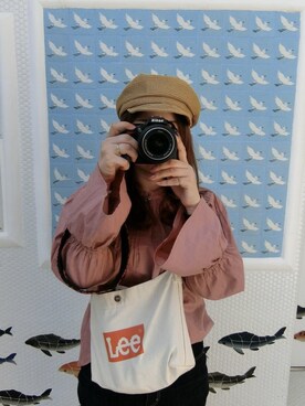 「DHOLIC（ディーホリック）のアイテム（キャスケット）」を使った、めい♪♭♯さん（レディース・160cm）の冬コーディネート