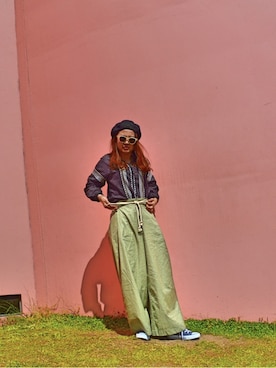 「コンバース ハイカット」｜「アイテム（ハンチング/ベレー帽）」を使った、めい♪♭♯さん（レディース・160cm）の冬コーディネート