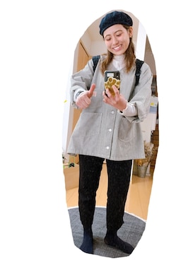 「Green　Parks（グリーンパークス）のアウトメローロックハイネックカットインナー＊（Tシャツ/カットソー）」を使った、こがさん（レディース・152cm）の春コーディネート