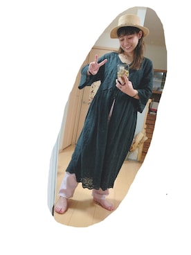 「黒×ピンク」｜「アイテム（ワンピース/ドレス）」を使った、こがさん（レディース・152cm）の夏コーディネート