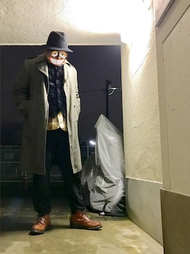 「アイテム（トレンチコート、グリーン系）」を使った、gottusoさん（メンズ・179cm）の冬コーディネート