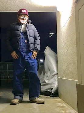 「メッシュキャップ」｜「アイテム（サロペット/オーバーオール）」を使った、gottusoさん（メンズ・179cm）の冬コーディネート