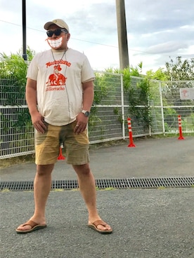 「FILSON（フィルソン）のアイテム（キャップ）」を使った、gottusoさん（メンズ・179cm）の夏コーディネート