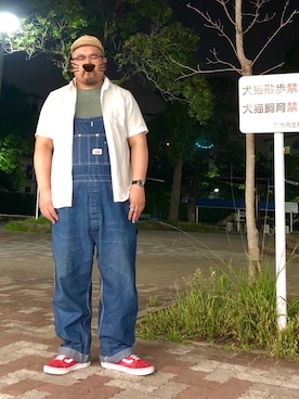 「ヒゲメガネ」｜「アイテム（オールインワン・サロペット）」を使った、gottusoさん（メンズ・178cm）の夏コーディネート