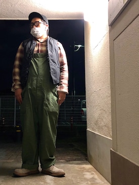 「Engineered Garments（エンジニアードガーメンツ）のアイテム（オールインワン・サロペット）」を使った、gottusoさん（メンズ・179cm）の秋コーディネート