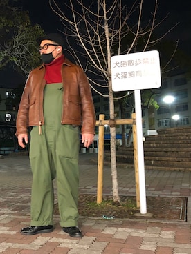 「Engineered Garments（エンジニアードガーメンツ）のアイテム（オールインワン・サロペット）」を使った、gottusoさん（メンズ・179cm）の冬コーディネート