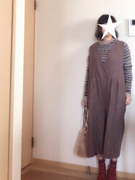 「カシュクール」｜「アイテム（サロペット/オーバーオール）」を使った、KOKKO*さん（レディース・153cm）の冬コーディネート