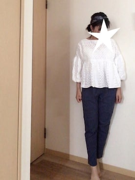 「B.L.U.E（ビーエルユーイー）のアイテム（パンツ）」を使った、KOKKO*さん（レディース・153cm）の夏コーディネート