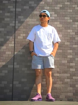 「ノームコア」｜「アイテム（キャップ）」を使った、THE BEYONDさん（メンズ・165cm）の夏コーディネート