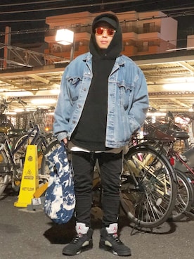 「H&M（エイチ・アンド・エム）のアイテム（トートバッグ）」を使った、THE BEYONDさん（メンズ・165cm）の冬コーディネート