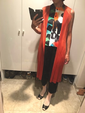 「オムプリッセイッセイミヤケ」｜「アイテム（Tシャツ/カットソー）」を使った、popotanさん（レディース・162cm）の夏コーディネート