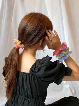 「アイテム（シュシュ）」を使った、4mili.jpさん（レディース・165cm）の夏コーディネート