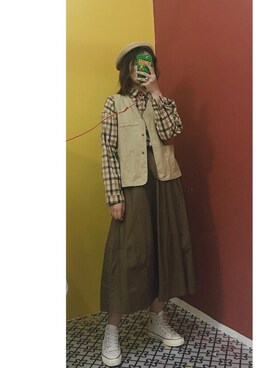 「工装」｜大三下-素人颜究所さん（レディース・160cm）の秋コーディネート