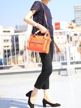 「アイテム（ハンドバッグ、オレンジ系）」を使った、FLORIST(フローリスト)さん（レディース・163cm）の夏コーディネート