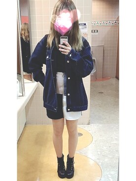 「unrelaxing（アンリラクシング）のアイテム（デニムジャケット）」を使った、shさん（レディース・163cm）の春コーディネート