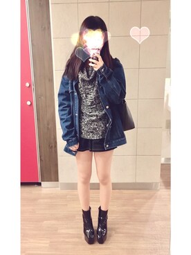 「unrelaxing（アンリラクシング）のアイテム（デニムジャケット）」を使った、shさん（レディース・163cm）の秋コーディネート