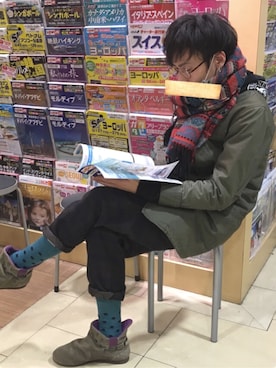 「And A（アンドエー）のアイテム（モッズコート）」を使った、endyさん（メンズ・173cm）の冬コーディネート