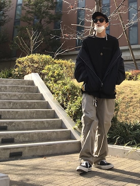 「アイラブCONVERSE」｜「アイテム（ダウンジャケット/コート）」を使った、endyさん（メンズ・173cm）の冬コーディネート