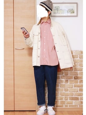 「アイテム（スラックス、ブルー系）」を使った、Na.2さん（メンズ・170cm）の冬コーディネート