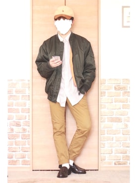 「アイテム（MA-1）」を使った、Na.2さん（メンズ・170cm）の冬コーディネート