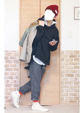 「アイテム（その他アウター、シルバー系）」を使った、Na.2さん（メンズ・170cm）の冬コーディネート