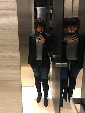 「HELMUT LANG（ヘルムートラング）のアイテム（テーラードジャケット）」を使った、澄梦阮阮阮阮阮さん（レディース・162cm）の冬コーディネート