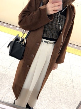 「アイテム（その他トップス、ブラウン系）」を使った、ユナさん（レディース・158cm）の冬コーディネート