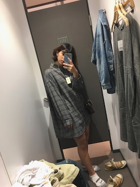 「NET（ネット）のアイテム（シャツワンピース）」を使った、Roさん（レディース・164cm）の秋コーディネート