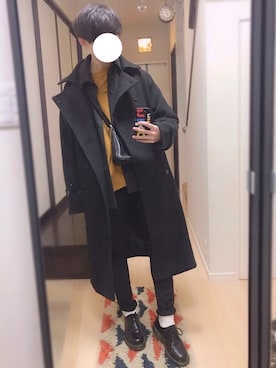 「オーバーコート」｜「アイテム（ブルゾン）」を使った、Umeyaさん（メンズ・170cm）の冬コーディネート