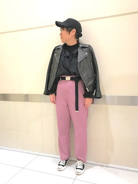 「Kastane」｜「アイテム（ライダースジャケット）」を使った、artless。。。mushさん（レディース・152cm）の冬コーディネート