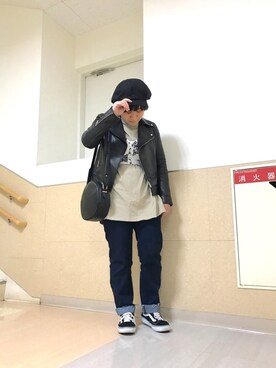 「Kastane」｜「アイテム（ライダースジャケット）」を使った、artless。。。mushさん（レディース・152cm）の春コーディネート